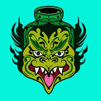 Japanese ghost traditional yokai mask neko for illustration apparel and tshirt print vector