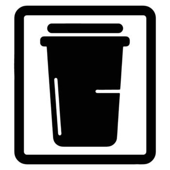 Black and white icon of a trash can with a lid, symbolizing the concept of disposal and clearing the way for success and achievement vector