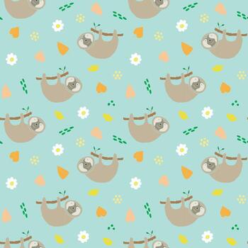 un modelo con un perezoso y flores en él. vector