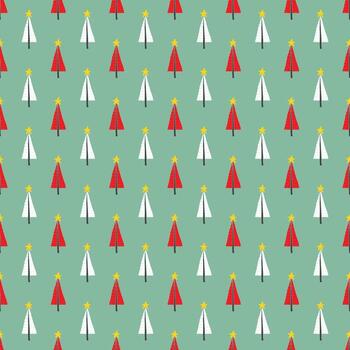 sin costura modelo Navidad arboles rojo y blanco en verde antecedentes vector
