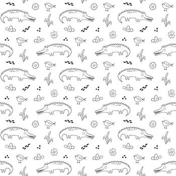 A pattern with animals and birds on it vector