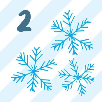 Christmas advent calendar card design Snowflakes on a blue background with the number two vector