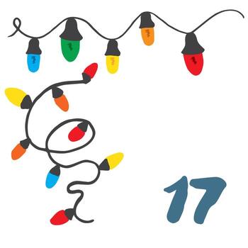 Christmas advent calendar card design A christmas countdown with lights and numbers vector