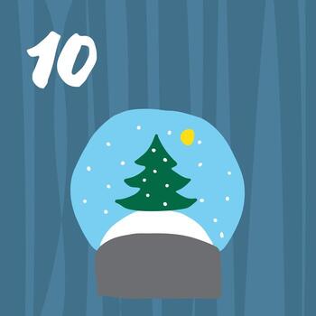 Navidad adviento calendario tarjeta diseño un nieve globo con un Navidad árbol dentro vector