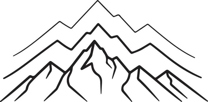 Layered Mountain Outline art Minimal Black Line Symbol Representing Depth and Exploration vector
