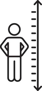 Simple line icon representing human height measurement with scale showing growth and size comparison for medical or lifestyle concepts vector