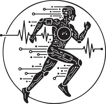 AI Fitness Tracker Futuristic Silhouette art Representing Health Data and Smart Exercise Technology vector