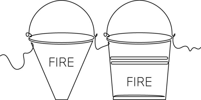 uno línea Arte bombero Cubeta ilustración. línea arte, uno continuo línea, simple, mano dibujado y bosquejo estilo. para iconos, símbolos, señales o logos vector