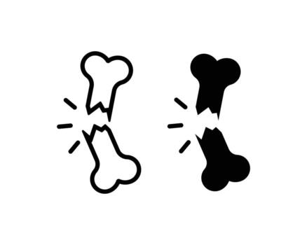 Broken bone icon. Bone solid, and line style concept vector