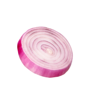 un' fetta di spagnolo cipolla o rosso cipolla isolato con ritaglio sentiero nel file formato png