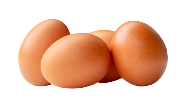 vier bruin kip eieren in stack geïsoleerd met knipsel pad in het dossier formaat png