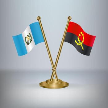 Guatemala and Angola table flag relation, with gradient background vector