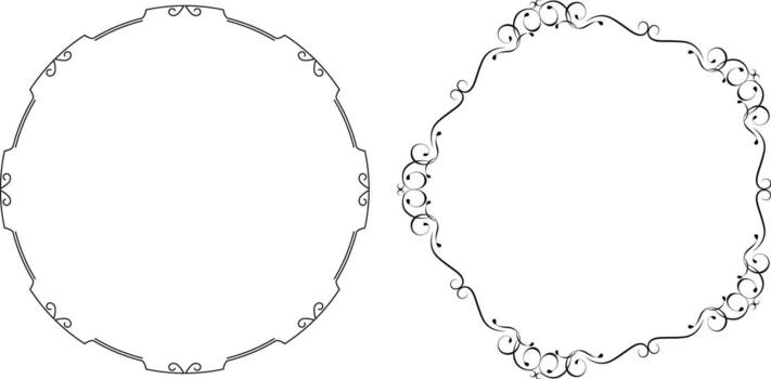 a set of vintage frames for graphic works and design, cover art and certificates, clipart on a white background, retro style with abstract elements, round vector