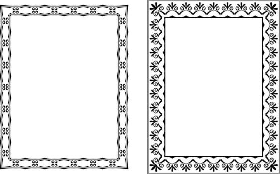 a set of vintage frames for graphic works and design, cover art and certificates, clipart on a white background, retro style with abstract botany elements vector