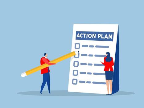 People discussing an action plan vector