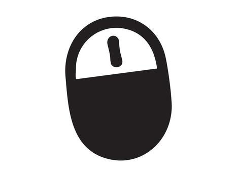 negro silueta de computadora ratón, aislado en blanco antecedentes. concepto de tecnología, artilugio, dispositivo, icono, logo, digital herramienta, diseño elemento vector