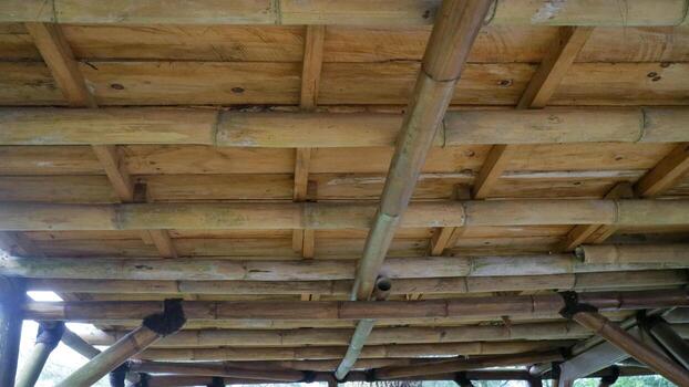 Rustic Bamboo and Wood Ceiling Structure photo