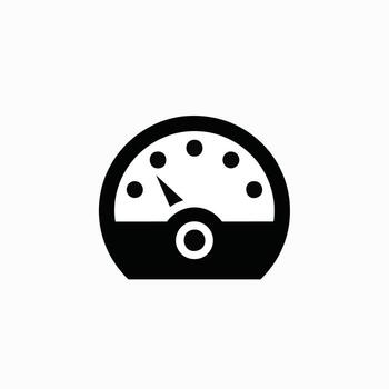Black speedometer icon symbolizing performance measurement speed control and progress concept for business applications vector