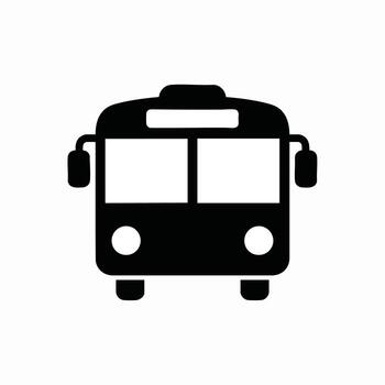 Black and White Bus Icon Front View for Transportation and Travel Concepts vector