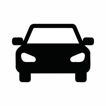Car icon front view simple black silhouette for web design and mobile apps vector