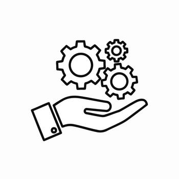 Hand Holding Gears Symbolizing Technology Innovation and Business Solutions with Engineering Precision vector