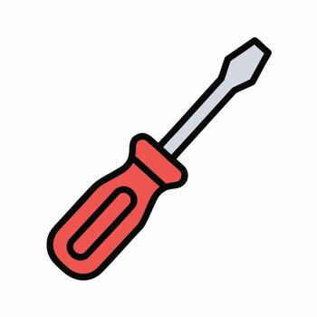 Red screwdriver tool isolated on white background perfect for fixing things and home improvement projects vector