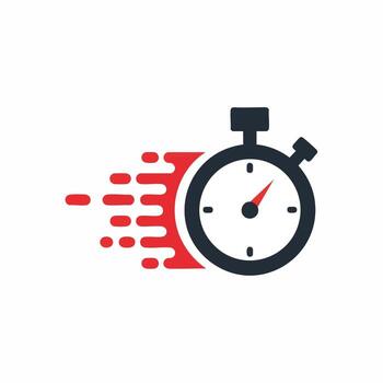 Stopwatch icon symbol for speed and time urgency on white background illustration vector