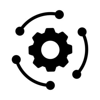 Technology development icon innovation concept, system integration software business, technical support smart solution vector