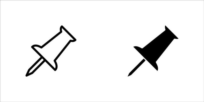 Push pin icon set in flat style. isolated design element vector