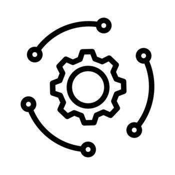 Technology development icon innovation concept, system integration, software business, technical support, smart solution vector