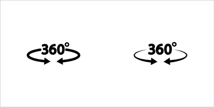 Angle 360 degrees icon on white background. flat style. Angle 360 degrees icon for your web site design, logo, app, UI. 360 sign. Free vector