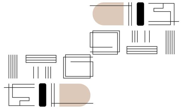 A drawing of a geometric pattern with a black and white background vector