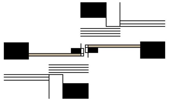 A diagram of a cross with two lines and a square vector