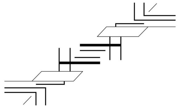 A diagram of a line with a line of squares vector