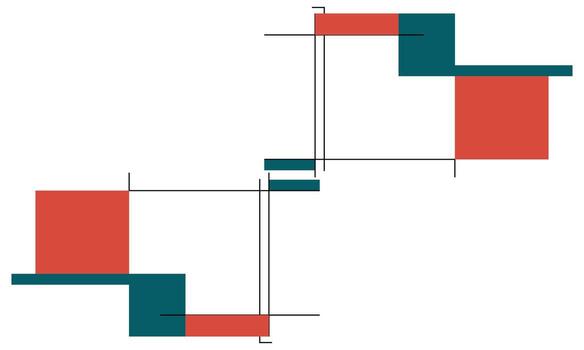 A diagram of a square with two different colors vector