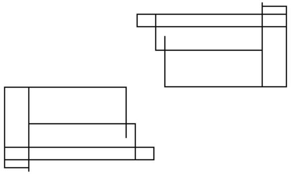A diagram of a rectangular table with two different sizes vector