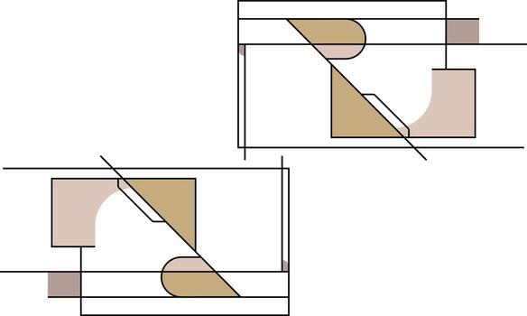 Two diagrams showing the same type of door vector