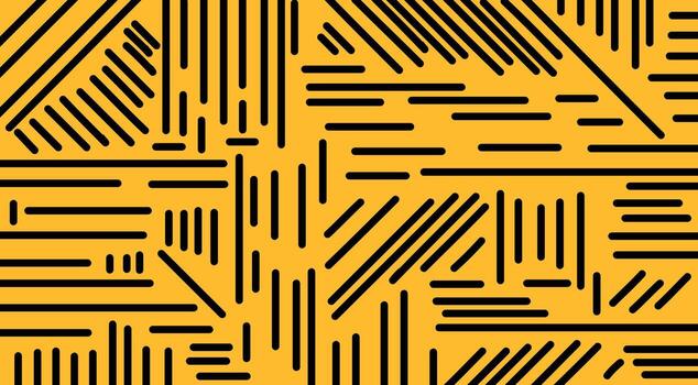 An abstract straight line pattern on a black and yellow background. Can be used for packaging or fabric decoration. vector