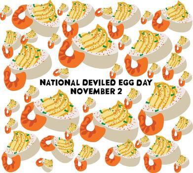 Colorful deviled eggs and shrimp illustration vector