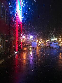 Window, rain, road. A window with raindrop photo