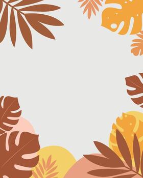 boho tropical hojas resumen marco vector