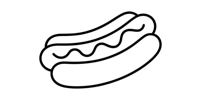 Simple continuous line drawing of a hot dog with mustard illustration vector
