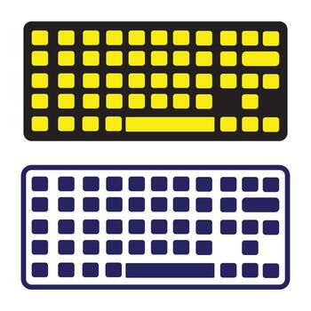art of two keyboard illustration, one in yellow and black and one in blue set and bundle silhouette art design vector
