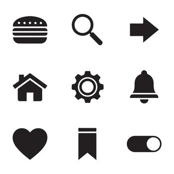 art of collection of basic user interface icons for web and app design set and bundle silhouette art design vector