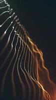 Background with an elegant digital fractal light wave and data particles rippling towards the camera. This vertical abstract technology background animation is full HD and looping with copy space. video