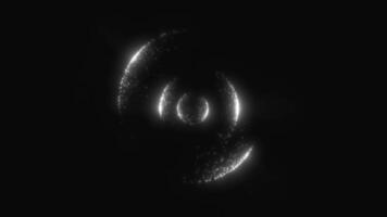 minimalista monocromatico raggiante sfera con stratificato particella strutture formatura un' radiante energia nucleo video