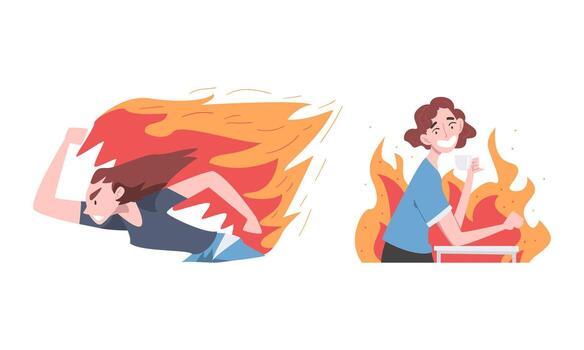 Illustration of energetic woman and calm person vector