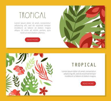 Tropical design with leaves and flowers vector