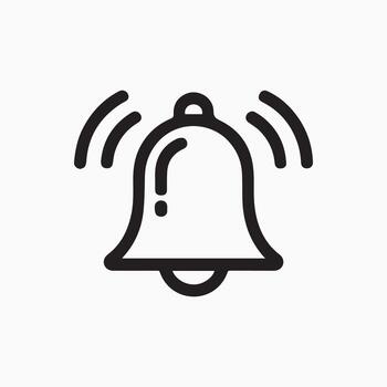 Simple Bell Icon with Sound Waves notification alert vector