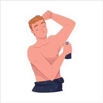 Man using deodorant in animated style vector